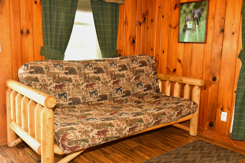 sleeper sofa in cottage at Townsend Gateway Inn